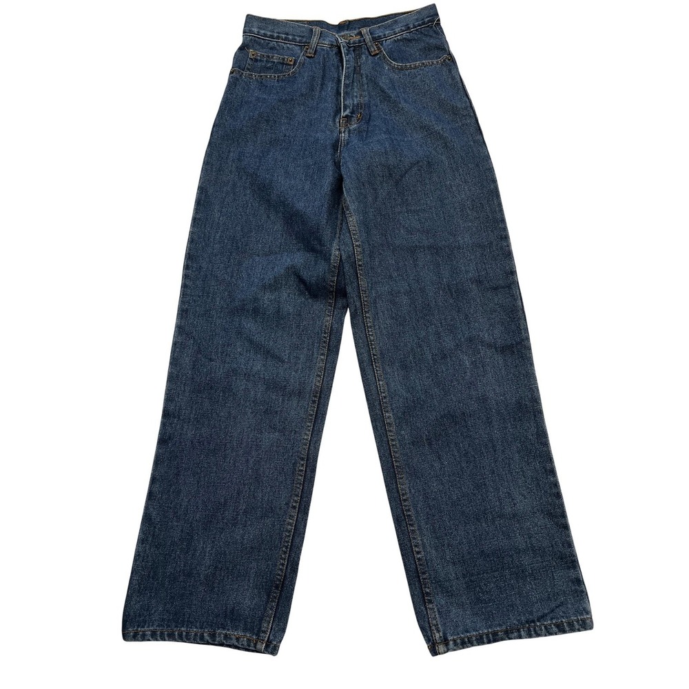 Eddie Domani Jeans Mens 16 Blue Stone Wash High Rise Straight Leg Denim‎ Ramie